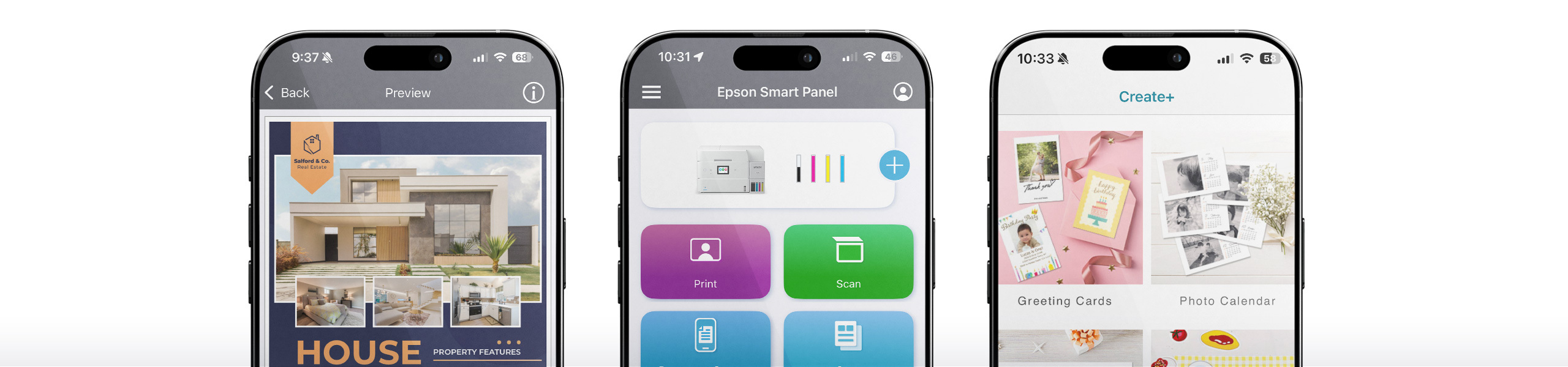 Epson Smart Panel App Interface on Mobile Devices